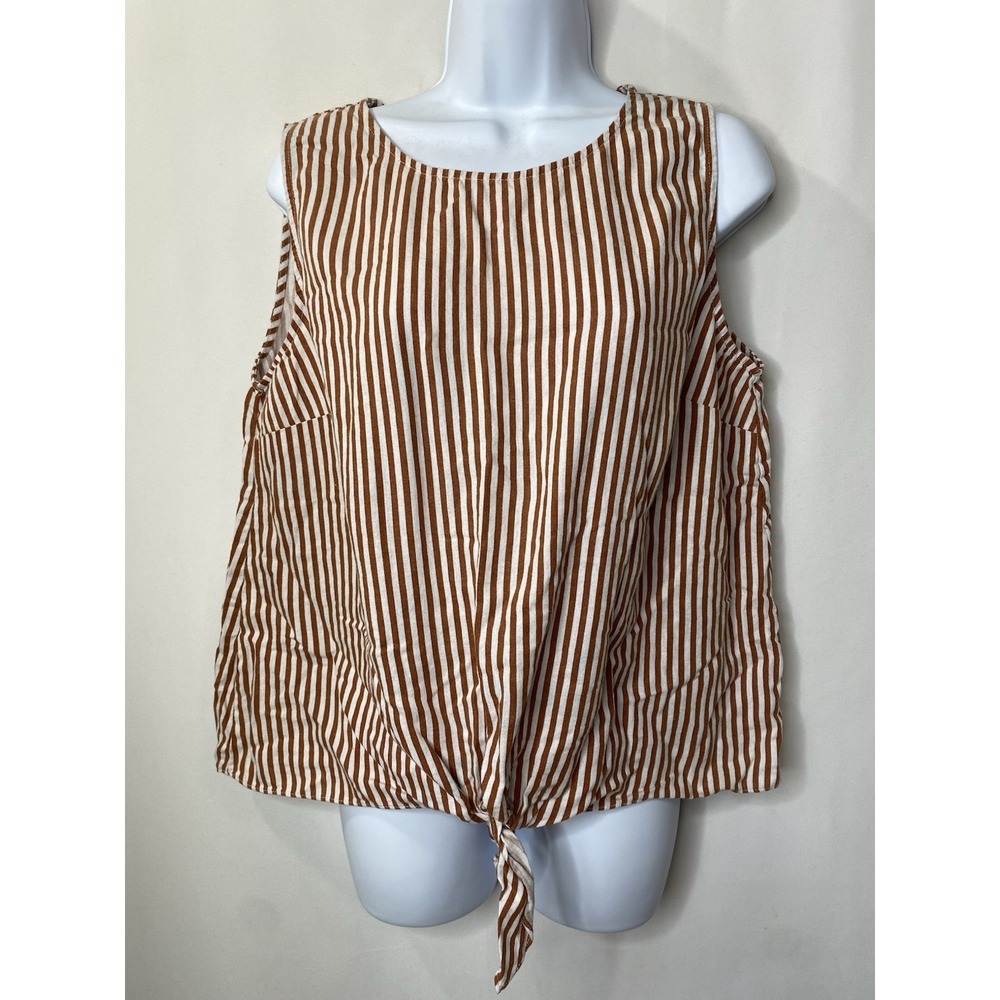 Liz Claiborne Womens Tie Front Shirt Size Large Linen Lightweight Fall Nautical